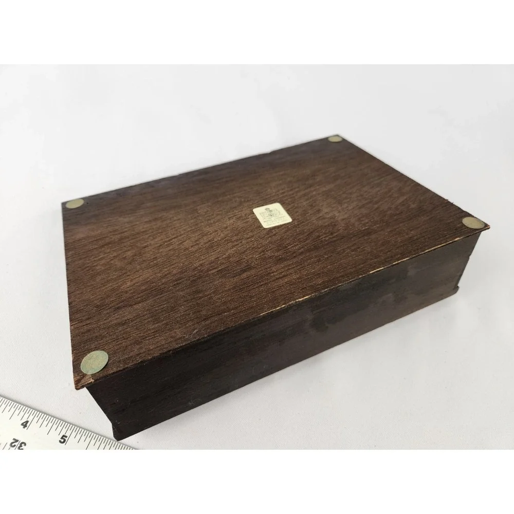 1972 Royal London vtg Wood Valet Jewelry Keys Rings Dresser Desk Organizer japan